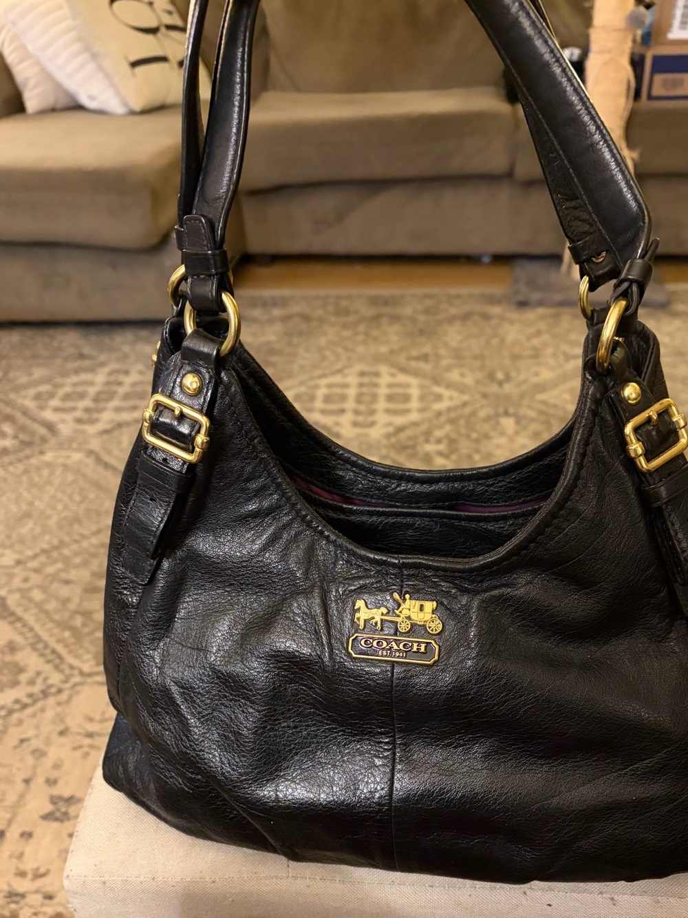 Coach Madison Horse and Carriage shoulder bag- gold hardware